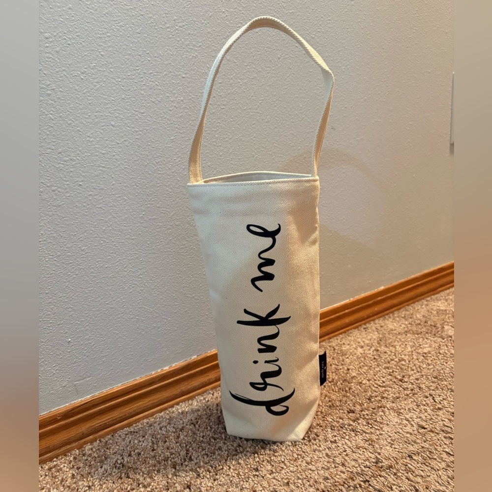Kate Spade Cream and Black Canvas Wine Gift Tote Bag